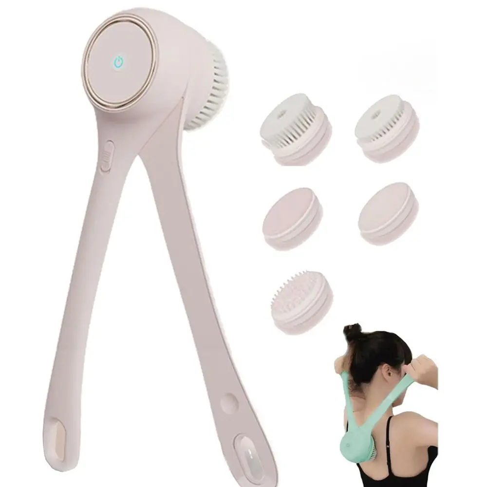 Body Scrubber Massage Waterproof Electric Shower Brush With 5 Head