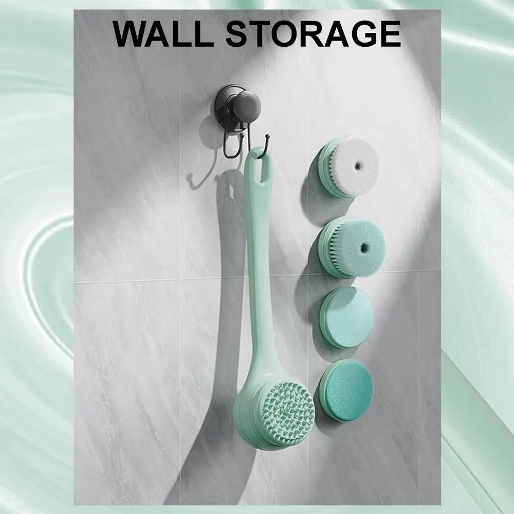 Body Scrubber Massage Waterproof Electric Shower Brush With 5 Head